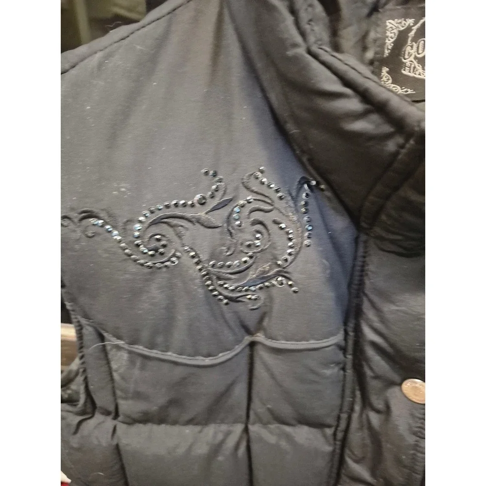 Cowgirl Hardware Black Embellished Puffer Vest‎ Western Style Women's Size M - Picture 4 of 12